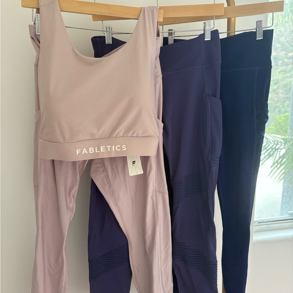 Fabletics Blush and Navy Activewear Set